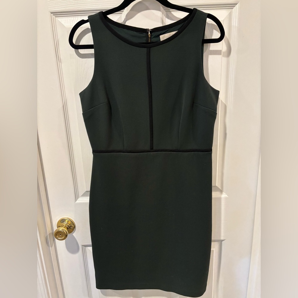 LOFT Dark Green and Black Dress